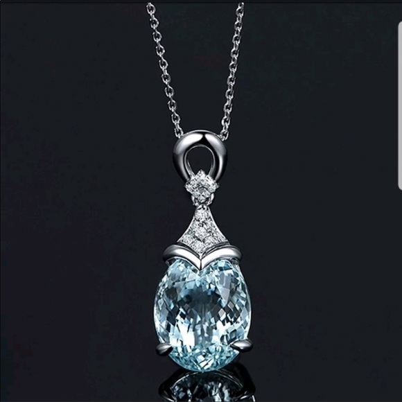 Gemstone Natural Aquamarine Necklace, NICE NECKLACE, CUTE NECKLACE - Picture 2 of 4